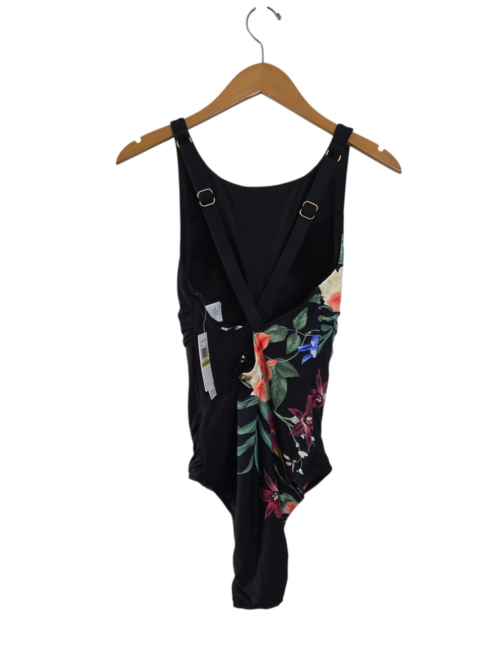 Jantzen Floral Fantasy Layla Black Floral Cross Back Swimsuit 14 - Picture 3 of 5